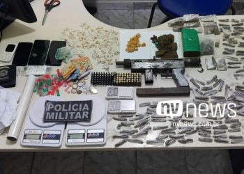 Duas pessoas são detidas com submetralhadora e drogas em Guriri