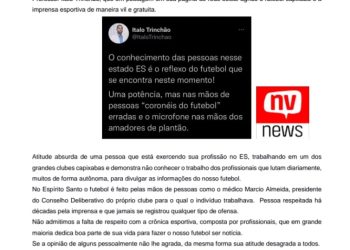 ACEC emite nota de repúdio contra declarações ofensivas do ex-Preparador Físico da Desportiva Ferroviária Professor Ítalo Trinchão,