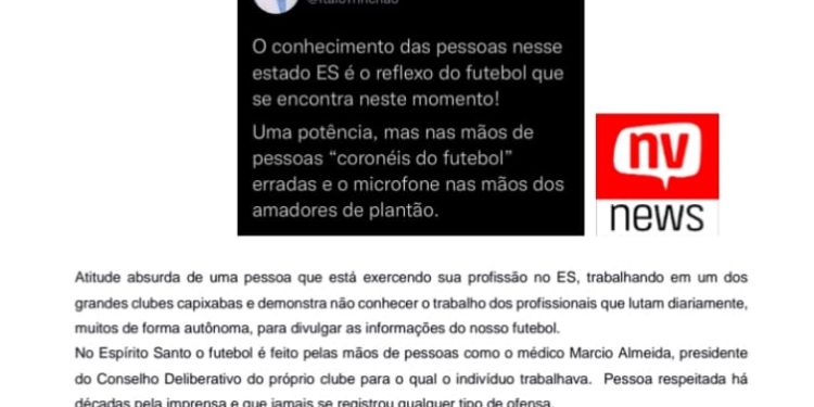 ACEC emite nota de repúdio contra declarações ofensivas do ex-Preparador Físico da Desportiva Ferroviária Professor Ítalo Trinchão,