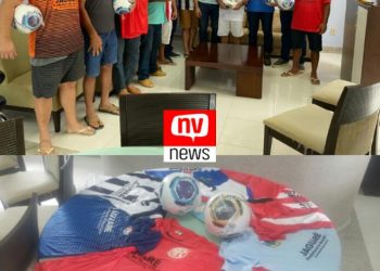 Prefeito Marcos Guerra e Secretário Wellington Moro entregam material esportivo para equipes da 2ª Divisão em Jaguaré