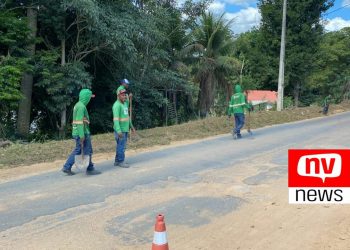 A pedido da Prefeitura, Seag realiza manutenção do asfalto que liga Jaguaré ao Giral