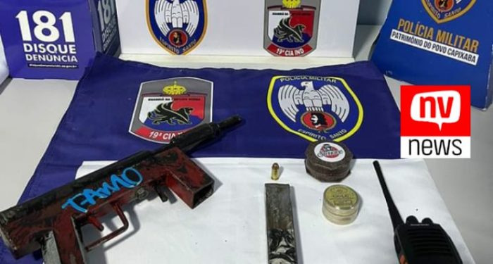Homem é preso em flagrante com submetralhadora artesanal e radiocomunicador em Pinheiros
