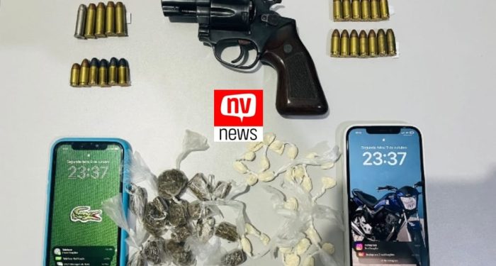 Duas pessoas são presas por tráfico de drogas, porte ilegal de arma de fogo e munições no bairro Seac em Jaguaré