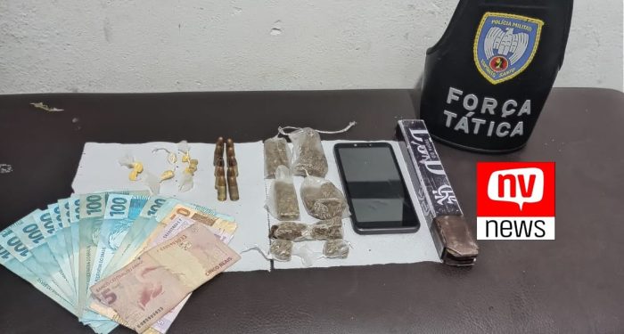 Homem é preso com crack, maconha, munição e dinheiro em Nova Venécia