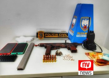 Operação policial desmantela ponto de tráfico de drogas com apreensão de metralhadora artesanal em São Gabriel da Palha