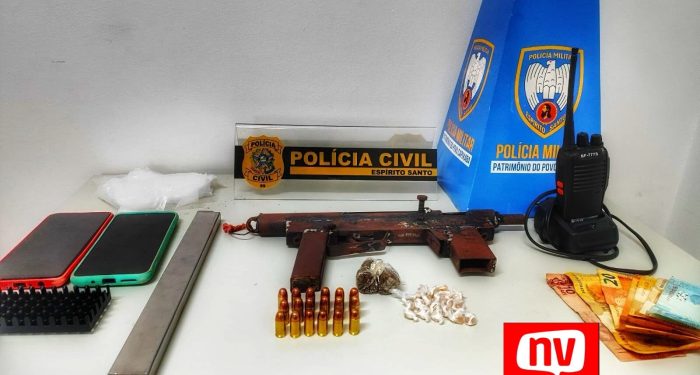 Operação policial desmantela ponto de tráfico de drogas com apreensão de metralhadora artesanal em São Gabriel da Palha