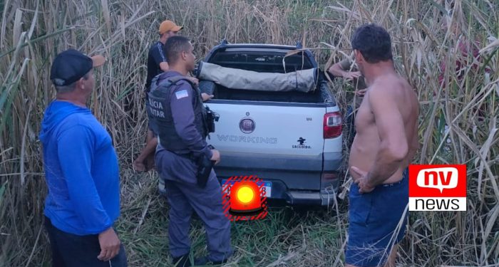 Veículo furtado é recuperado em canavial durante patrulhamento no Córrego Seco, KM 41, Zona rural de São Mateus