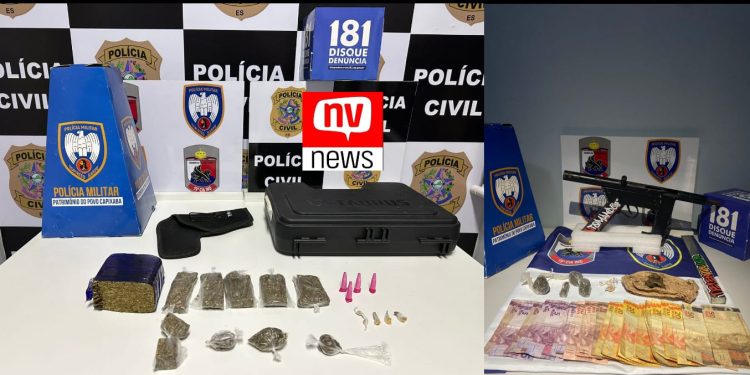 Operação conjunta PC e PM em Pinheiros resulta em prisões e apreensões de drogas e submetralhadora