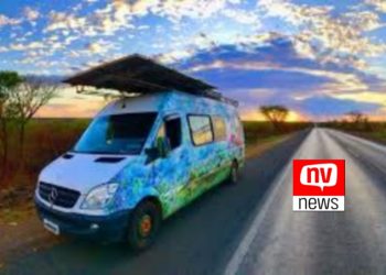 Furgão do Cine Solar em Jaguaré no dia 20 de agosto