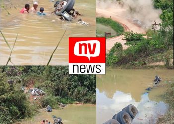 Urgente: Vídeo mostra carreta que estava carregada de “blocos” submersa em lagoa após acidente na ES-358