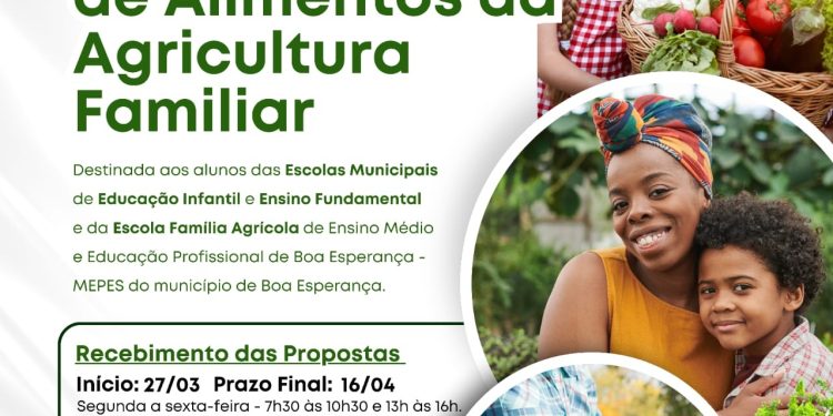 Prefeitura de Boa Esperança abre Chamada Pública para aquisição de alimentos da agricultura familiar