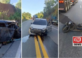 Motociclista morre em grave acidente com três veículos na BR-101 em Conceição da Barra