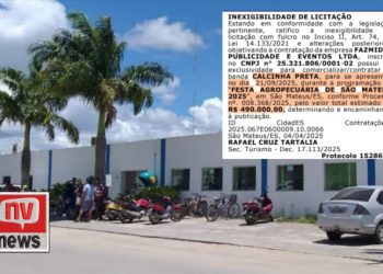 Empresário entra com Ação Pública contra Prefeitura de São Mateus por supostas contratações irregulares de Shows