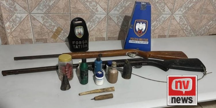 Força Tática apreende armas de fogo e material para recarga em Mucurici