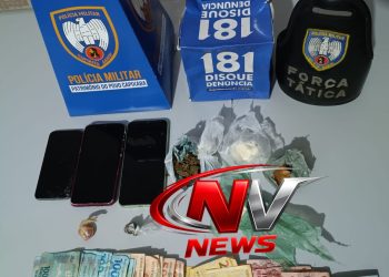 Operação da PM desarticula esquema de tráfico em Montanha e apreende cocaína pura, crack e quase R$ 2 mil