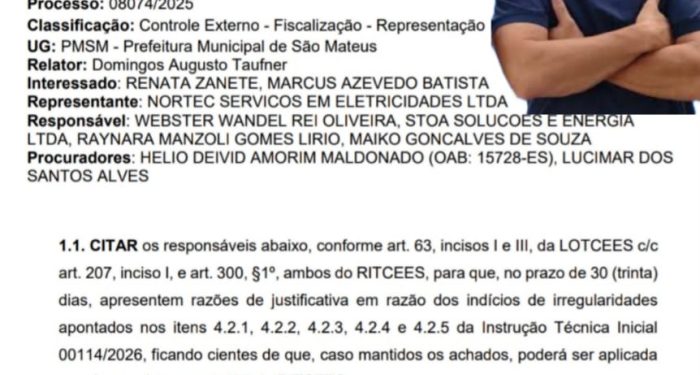TCE-ES cobra explicações da gestão Marcus Batista sobre licitação da iluminação da Orla de Guriri