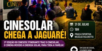 Cine Solar chega a Jaguaré no dia 31 de julho com sessão gratuita de cinema