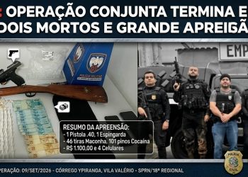Operação integrada das polícias Civil e Militar termina com dois mortos, armas e drogas apreendidas em Vila Valério